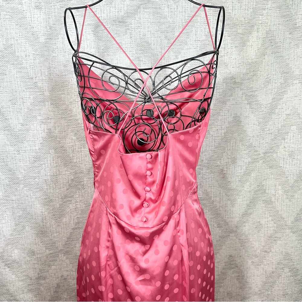 Vici pink polka dot cowl neck silky midi dress size S - Picture 9 of 12